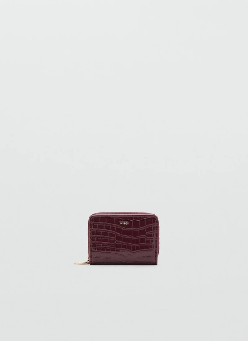 MANGO Medium glossy croc wallet